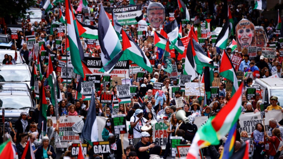 Thousands rally in London for Gaza ceasefire