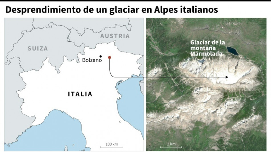 Desprendimiento de parte de un glaciar en los Alpes italianos deja al menos 6 muertos 